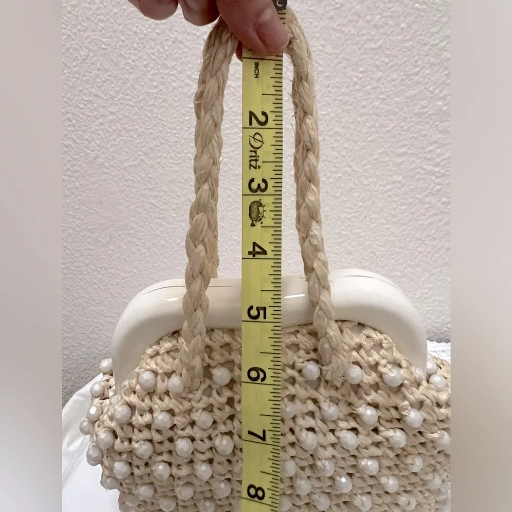 Vintage Raffia and Beads Handle Bag - Picture 5 of 12